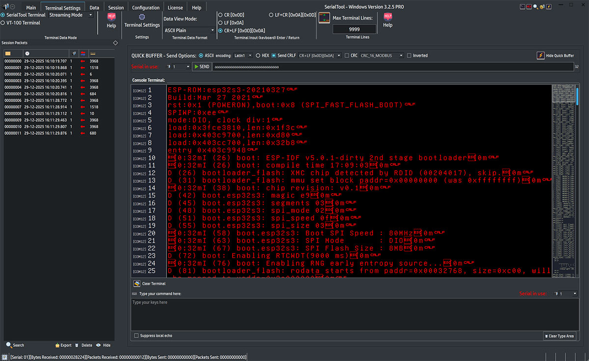 boot esp32 serial port ascii