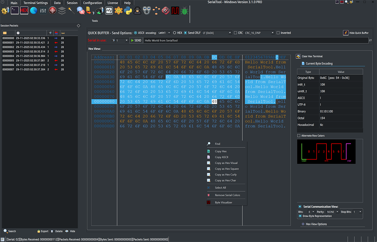 serial port hex terminal