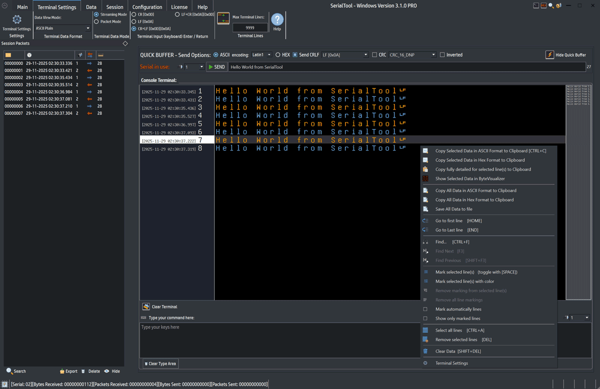 SerialTool Terminal main window