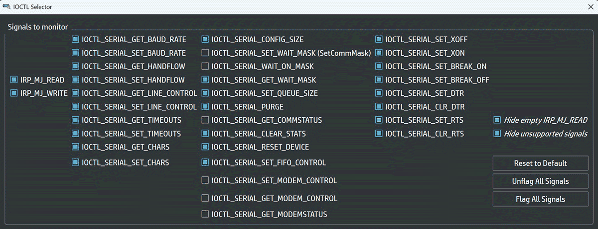 Serial COM Sniffer IOCTLs